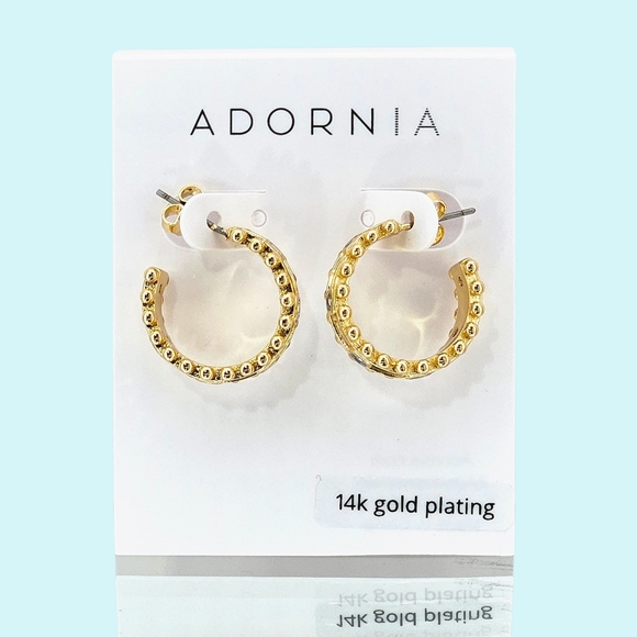 adornia Jewelry - Adornia Hoop Earrings 3/4" D 14k Gold Plated Bezel Set Cubic Zirconia Milgrain